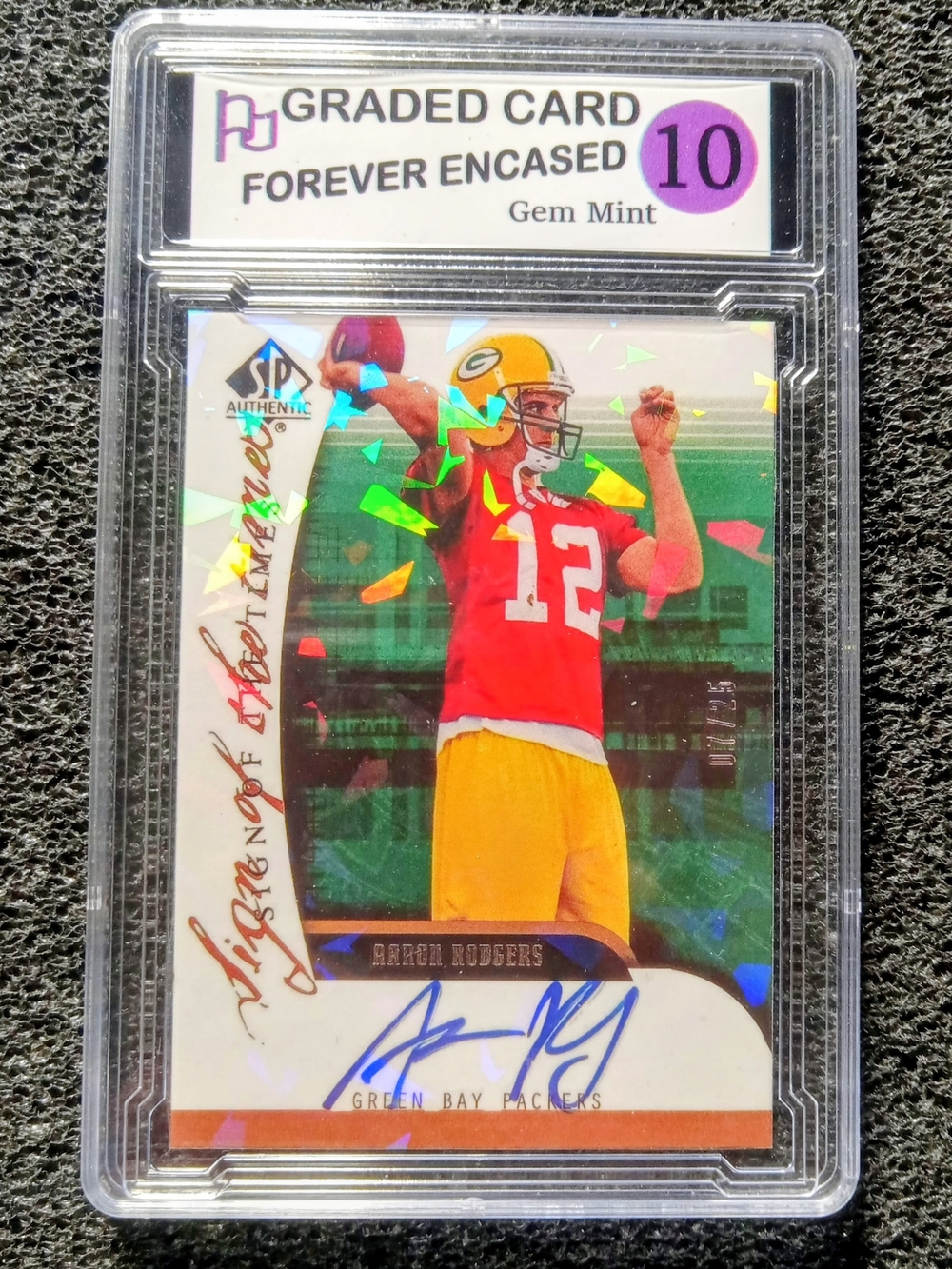 Aaron Rodgers Green Bay Packers HOF Cracked Ice Autograph Football Rookie Card